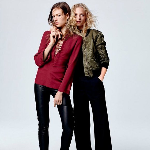 NWT IRO Luana Lace-front Crepe Top In Wine Sz‎ M - Picture 1 of 11